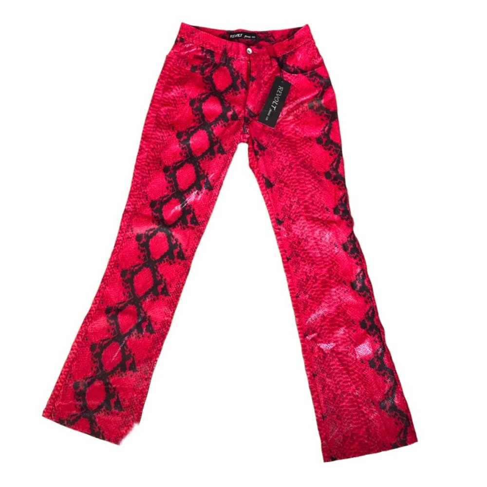 Revolt Red Snakeskin Y2K Pants